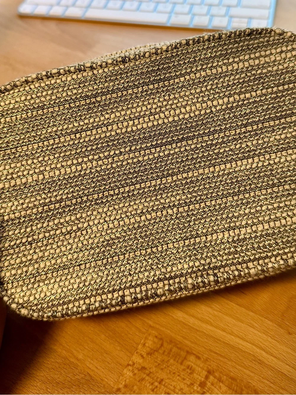 CHANEL Beige Woven Cosmetic Pouch, new